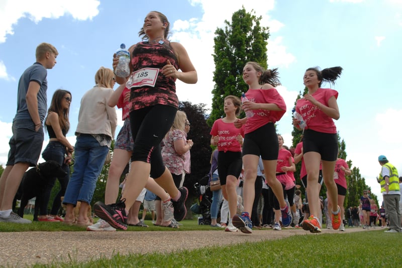 The runners making their way around Horsham Park
