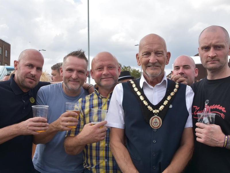 Mayor of Skegness Coun Trevor Burnham dropped in to say hello at the Skegness Scooter Rally.