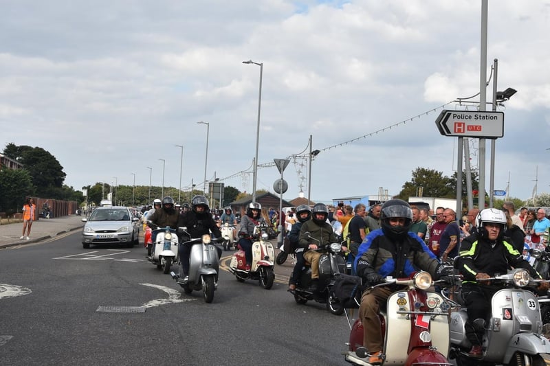 The rideout at Skegness Scooter Rally