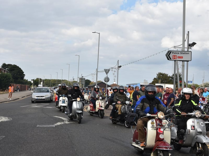 The rideout at Skegness Scooter Rally