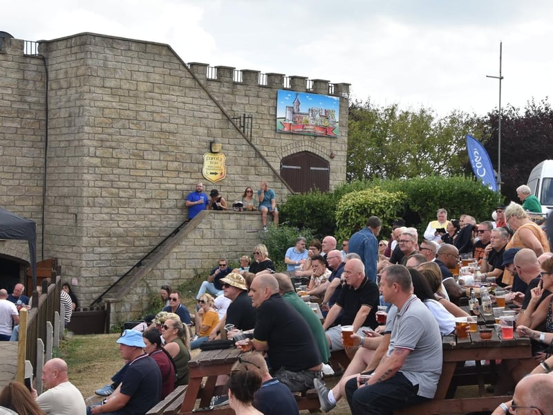 Crowds enjoying the entertainment outside the Suncastle.