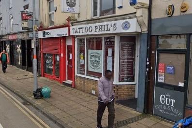 Tattoo Phil's in Wellingborough Road has a 4.9 out of five star rating from 74 Google reviews