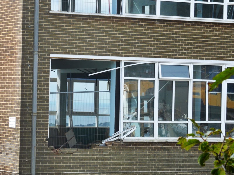 Demolition of the old Helenswood Upper School site, The Ridge, Hastings. SUS-210915-132450001