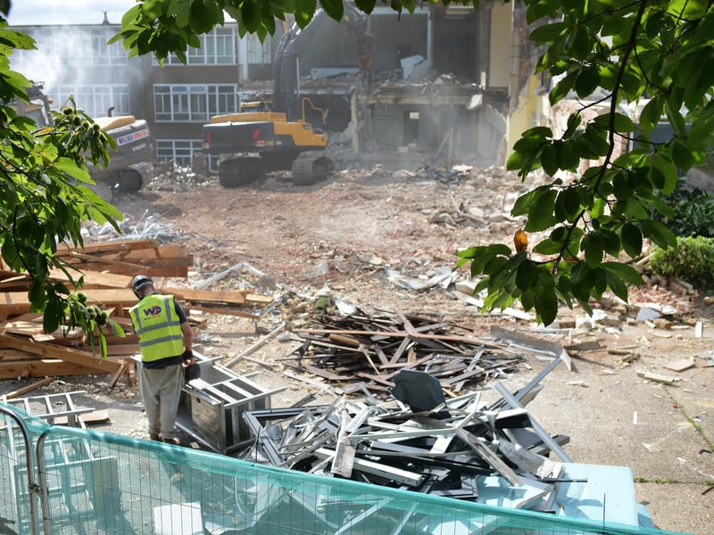 Demolition of the old Helenswood Upper School site, The Ridge, Hastings. SUS-210915-132345001