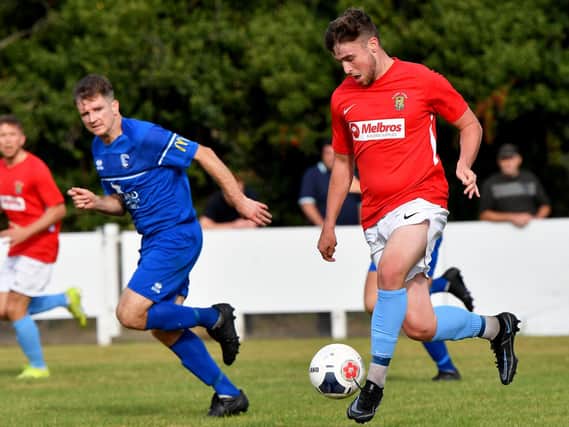 Dylan Parker scored two goals for Rugby Town against Copsewood  Pictures by Martin Pulley