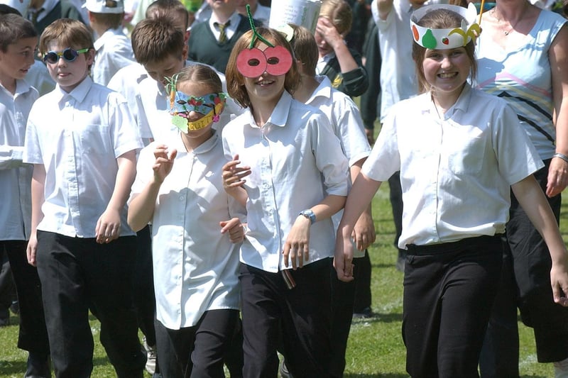 Pupils take part in a walkathon - back in 2006