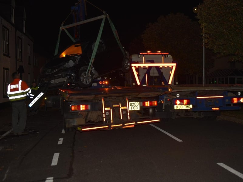The car is removed. Picture by Dale McKean.