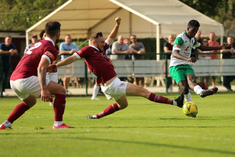 Action from the Rocks' 2-2 draw at Potters Bar / Pictures: Martin Denyer