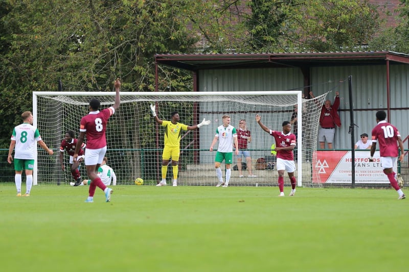Action from the Rocks' 2-2 draw at Potters Bar / Pictures: Martin Denyer