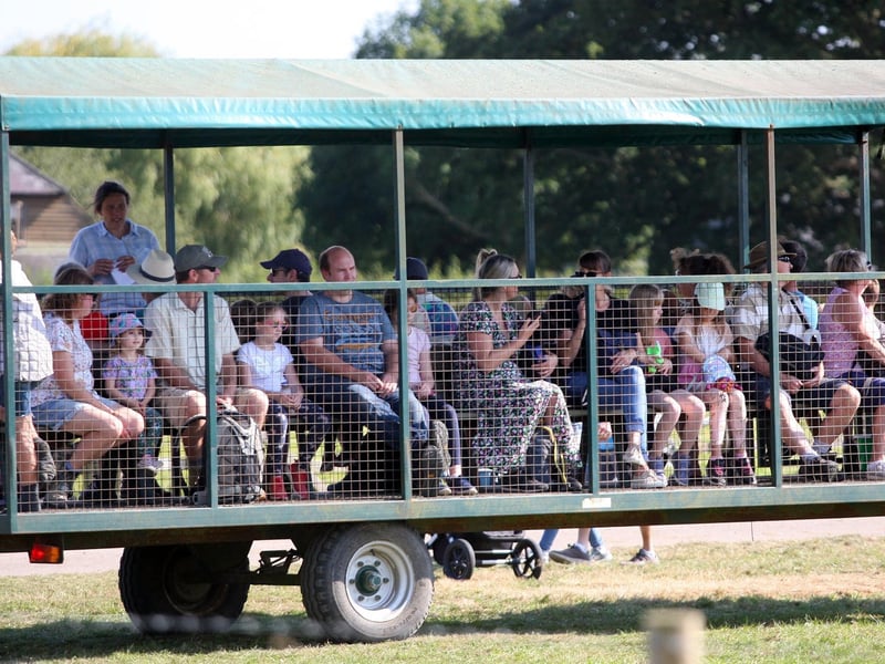 Visitors enjoying a tractor ride