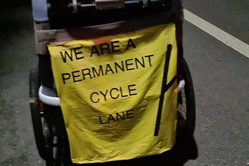Activists and parents attempt to block workers removing the Old Shoreham Road cycle lane