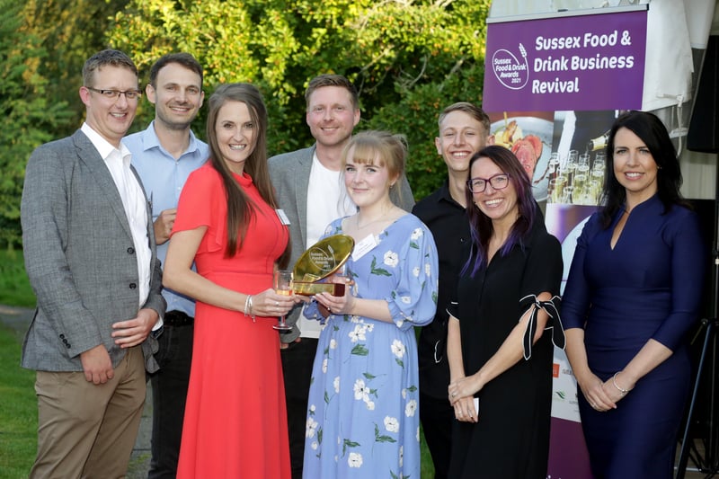 Sussex Eating Experience of the Year 2021 - The Fig Tree team with sponsors from Lloyds Cardnet and Allison Ferns, BBC