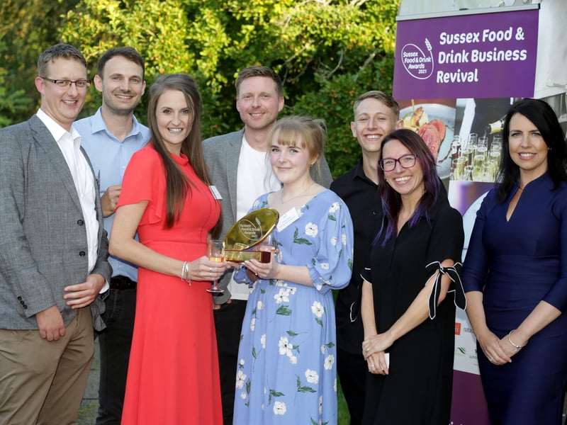 Sussex Eating Experience of the Year 2021 - The Fig Tree team with sponsors from Lloyds Cardnet and Allison Ferns, BBC