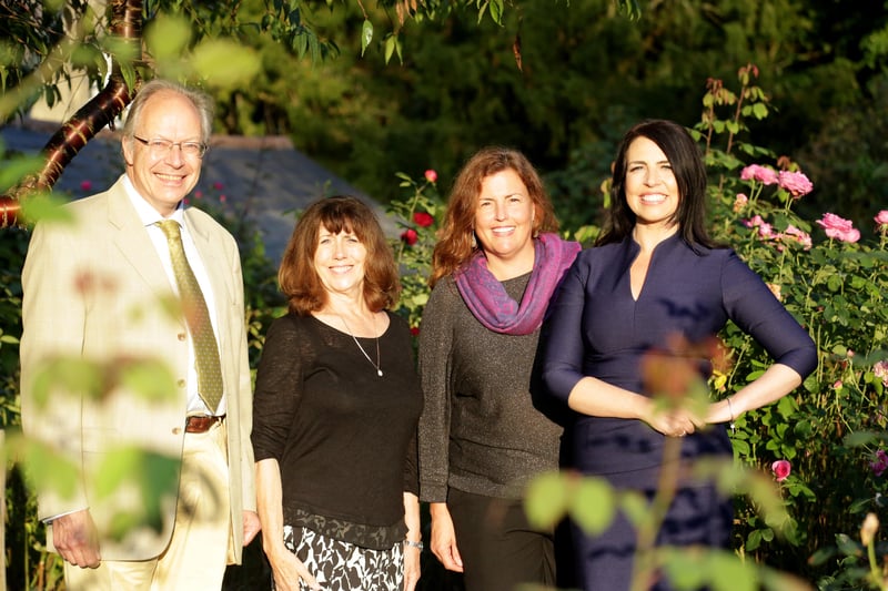 Andrewjohn Clarke, Borde Hill Estate with Hilary Knight, Paula Seager and Allison Ferns in Rose Garden