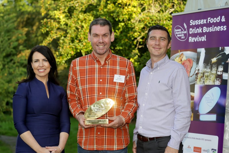 001 Sussex Food Producer of the Year, Mark Sheath, Jengers Bakery with sponsor Matt Elliott, Southern Co-op and Allison Ferns, BBC