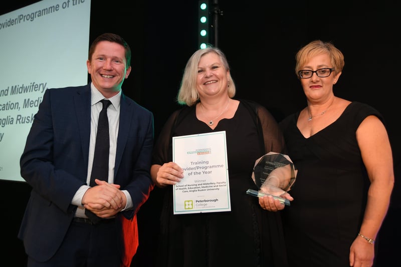 Peterborough Apprenticeship Awards 2021.   Training Provider/Programme of the Year winner School of Nursing Widwifery, Faculty of Health, Education, Medicine and Social Care, Anglia Ruskin University EMN-210925-004711009