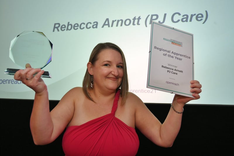 Peterborough Apprenticeship Awards 2021.    Apprentice of the Year   winner Rebecca Arnott EMN-210925-004352009