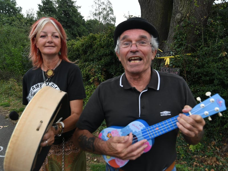 Jo Shaw and Brian Haswell at the Oak tree protest at Ringwood. Pictures: David Lowndes