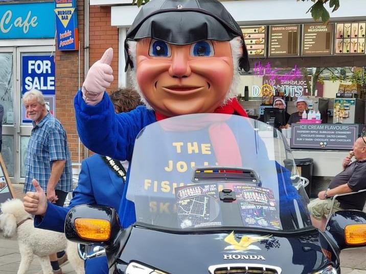 On yer bike Jolly - having fun and the Goldwing static display in Skegness.