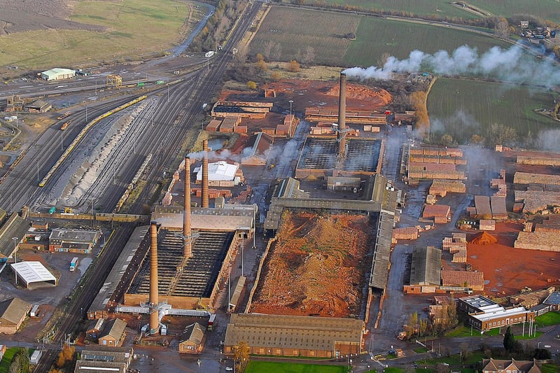The brickworks, pictured on November 20, 2007 from the air, with smoke belching from the chimneys. This is the last known aerial shot of the brickworks working. Days later this site was closed down