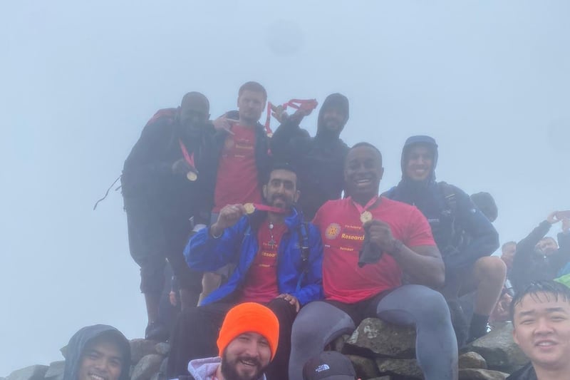 The team at the top of Scafell Pike