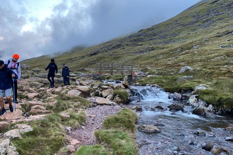 They scaled the 978-metre Scafell Pike in Cumbria’s Lake District National Park on Saturday