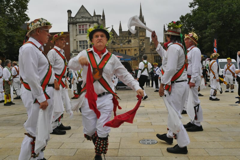 The Peterborough Morris Meeting of the Morris Ring at Cathedral Square. EMN-210925-221240009