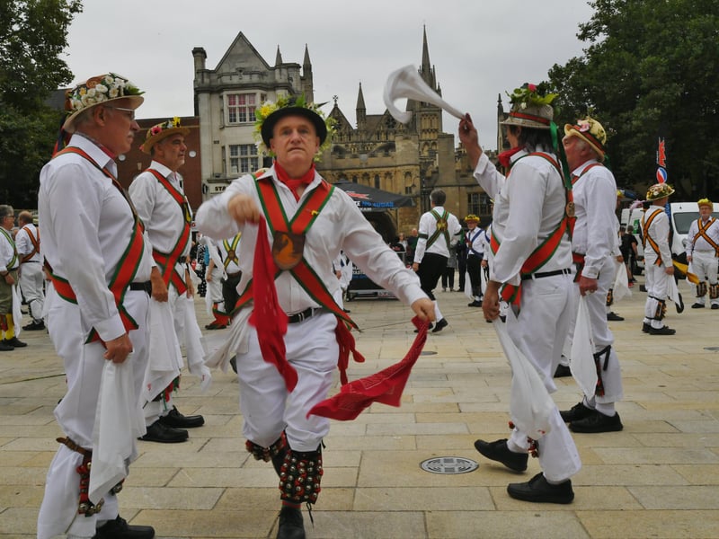 The Peterborough Morris Meeting of the Morris Ring at Cathedral Square. EMN-210925-221240009