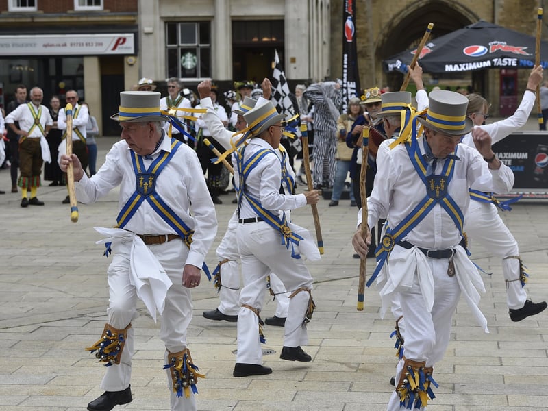 The Peterborough Morris Meeting of the Morris Ring at Cathedral Square. EMN-210925-221614009