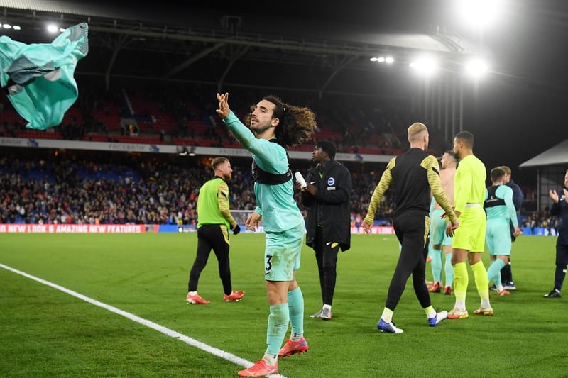 Marc Cucurella throws his shirt to the fans (Photo by Mike Hewitt/Getty Images)