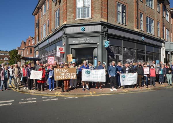 Meads Community Association and local residents protesting about the closure of the Co-op and Post Office in Meads Street,  Eastbourne. Photo by Justin Lycett. SUS-210929-135822001