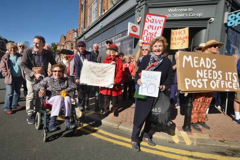 Meads Community Association and local residents protesting about the closure of the Co-op and Post Office in Meads Street,  Eastbourne. Photo by Justin Lycett. SUS-210929-135739001