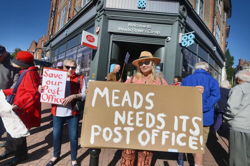Meads Community Association and local residents protesting about the closure of the Co-op and Post Office in Meads Street,  Eastbourne. Photo by Justin Lycett. SUS-210929-135844001