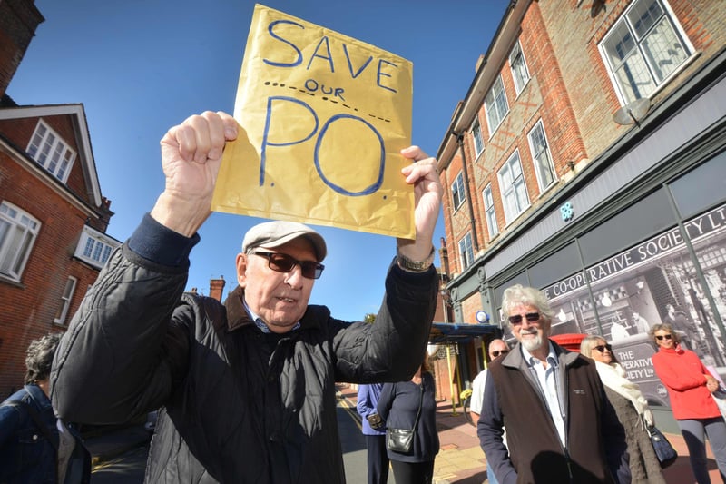 Meads Community Association and local residents protesting about the closure of the Co-op and Post Office in Meads Street,  Eastbourne. Photo by Justin Lycett. SUS-210929-135750001