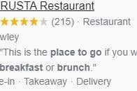 La Rusta in the Martlets has a rating of 4.2 /5 from 215 reviews