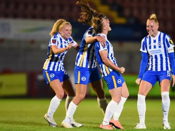 Brighton beat Charlton 1-0 in a hard fought quarter final at the People's Pension Stadium in Crawley with Fliss Gibbons scoring the winning goal