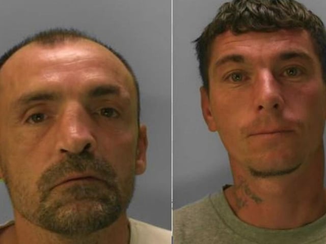 William Brazil, 44, of Ceylon Place, Eastbourne, was charged with burglary, two counts of theft of a motor vehicle, six counts of fraud by false representation and two counts of using a motor vehicle without insurance while Amos Smith, 36, unemployed, of Ersham Road Hailsham, was charged with burglary, two counts of theft of a motor vehicle, and five counts of fraud by false representation. Both pleaded guilty in court and they were jailed for 32 months and 12 months respectively.