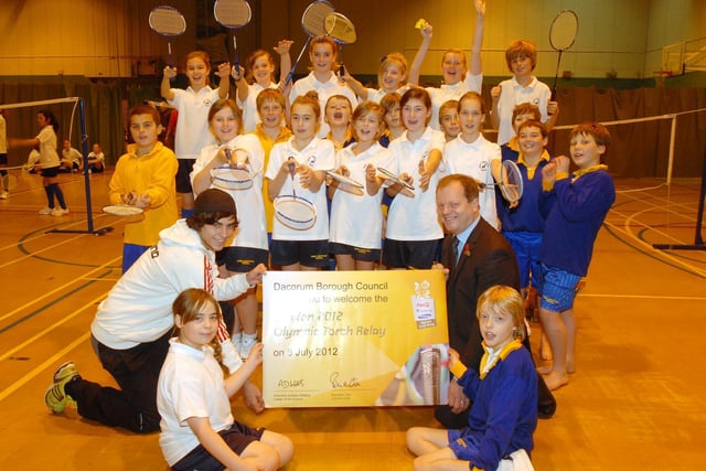 Youngsters from the school in 2011 with Bradley Pike and Andrew Williams after the announcement the Olympic torch relay would pass through Hemel Hempstead.
