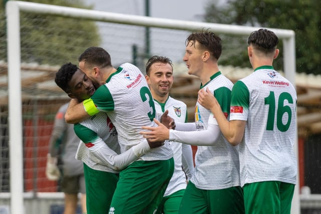 Rocks celebrate one of their five goals