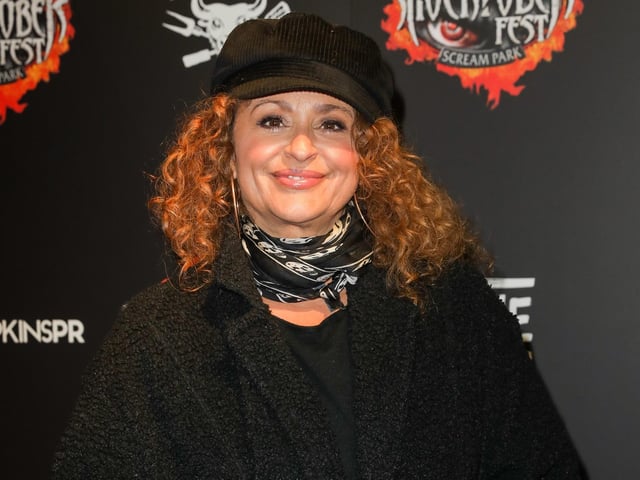 CRAWLEY, ENGLAND - OCTOBER 01: Nadia Sawalha attends Shocktoberfest 2021 at Tulleys Farm on October 01, 2021 in Crawley, England. (Photo by Tristan Fewings/Getty Images) SUS-210310-193445001