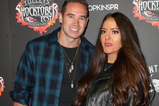 CRAWLEY, ENGLAND - OCTOBER 01: Kieran Hayler and Michelle Penticost attend Shocktoberfest 2021 at Tulleys Farm on October 01, 2021 in Crawley, England. (Photo by Tristan Fewings/Getty Images) SUS-210310-193540001