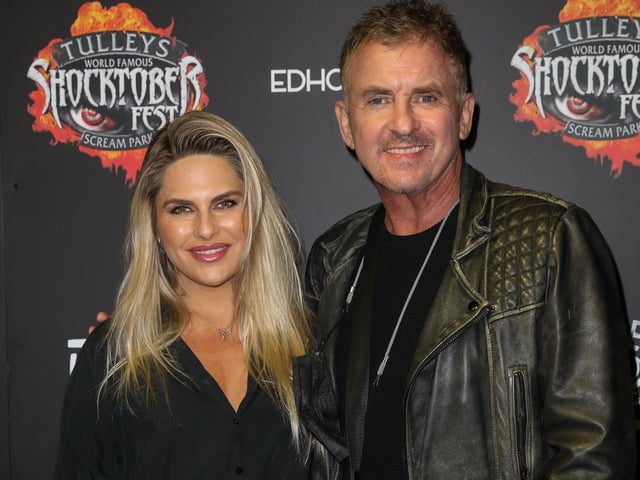 CRAWLEY, ENGLAND - OCTOBER 01: Shane Ritchie and Christie Goddard attend Shocktoberfest 2021 at Tulleys Farm on October 01, 2021 in Crawley, England. (Photo by Tristan Fewings/Getty Images) SUS-210310-193602001