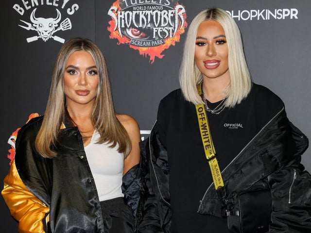 CRAWLEY, ENGLAND - OCTOBER 01: Frankie Sims and Demi Sims attend Shocktoberfest 2021 at Tulleys Farm on October 01, 2021 in Crawley, England. (Photo by Tristan Fewings/Getty Images) SUS-210310-193624001