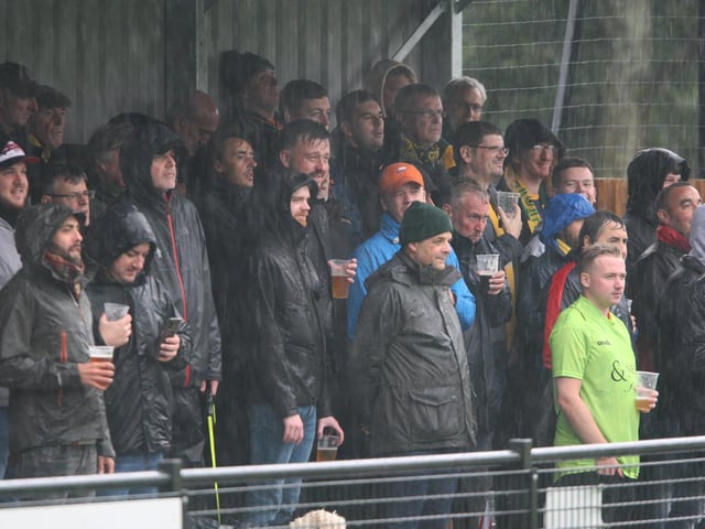 Action from Horsham v Eastbourne Borough in the FA Cup third qualifying round