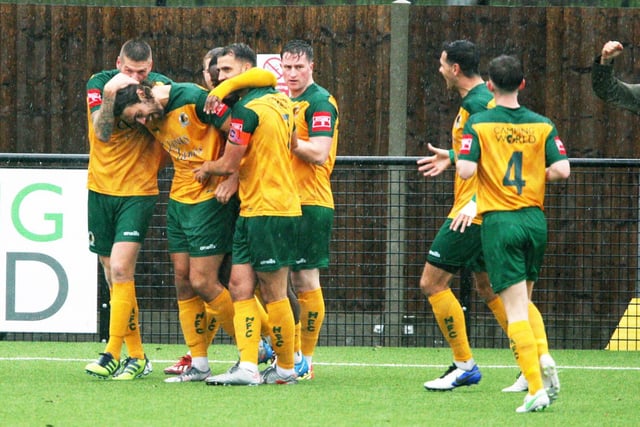 Action from Horsham v Eastbourne Borough in the FA Cup third qualifying round