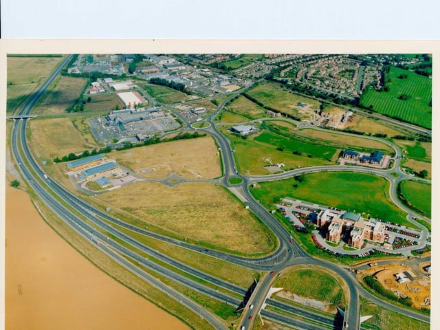 Junction 9 of the A14 with Pytchley Road now turned into dual carriageway - the Odeon and much of the Kettering Parkway estate yet to be built
