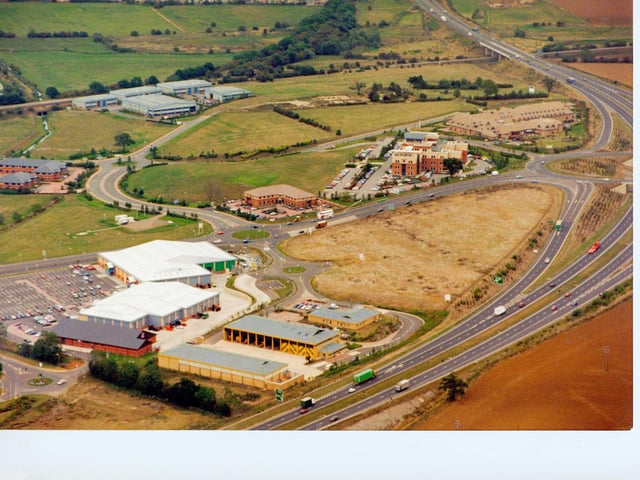 Junction 9 of the A14 before the Odeon cinema and associated restaurants were built