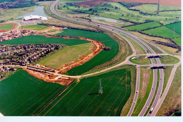 Junction 8 - the A43 Northampton Road junction with Kettering Leisure Village isolated with the rest of the estate just taking shape