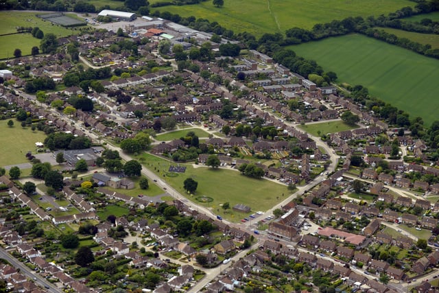 Aerial view of Sherborne Road in Parklands, Chichester.
 Picture: Allan Hutchings