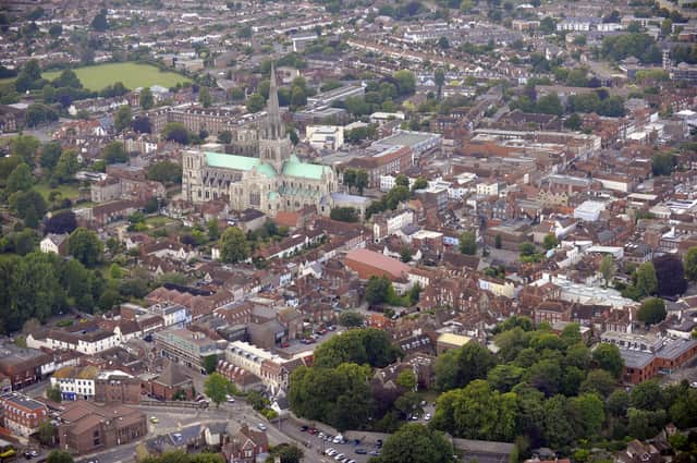 Aerial view of Chichester Cathedral. Picture: Allan Hutchings